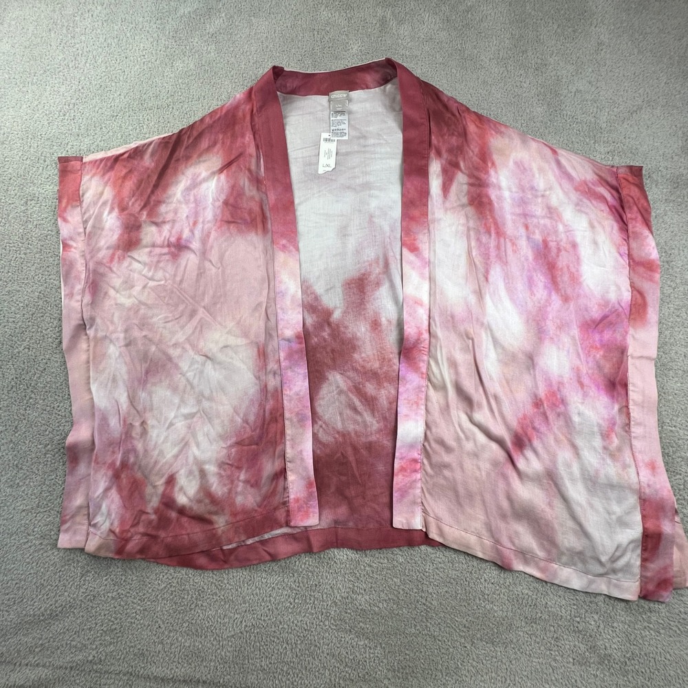 Tie Dye Kimono Cover Up Womens L XL Boho Ruana‎ Duster Open Front Resort